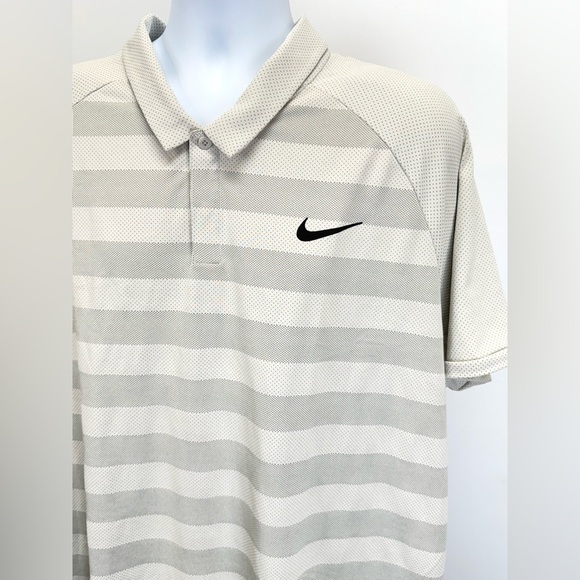 NIKE Men's Tonal Cooling beige and gray striped Polo Shirt size XXL - Picture 6 of 14